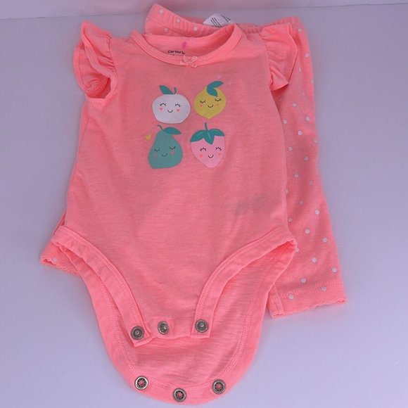 Carter's Baby Girl 2 Pc Set Pink Onesie With Bottom Size: 6 Months - Picture 1 of 7